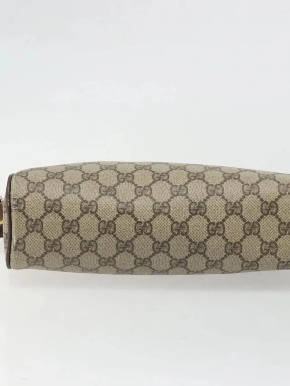 GUCCI GG Supreme Web Sherry Line Bag PVC Beige Gold 56 02 088 Auth am11288
